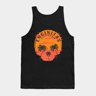 Encinitas California Sunset Skull and Palm Trees Tank Top